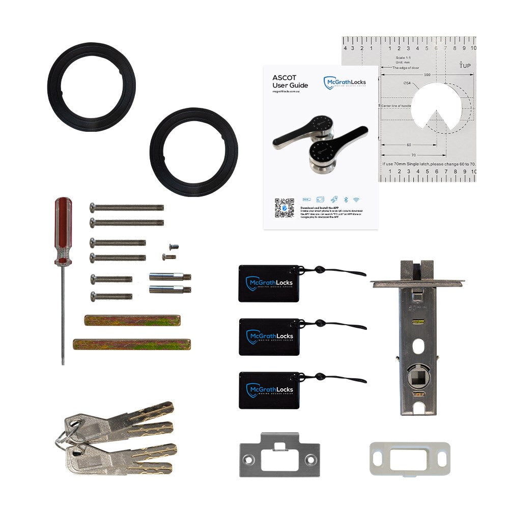 McGrath Ascot Digital Lock, Double Sided to suit Gate Installation, IP66 rating, with 60mm Backset Tubular Latch