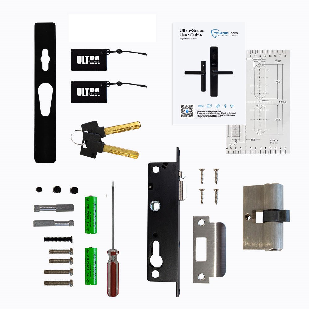 McGrath Ultra-Secua Digital Lock, Suits Common Screen Doors, Black Finish And Supplied With Lock Body - IP66 Rating